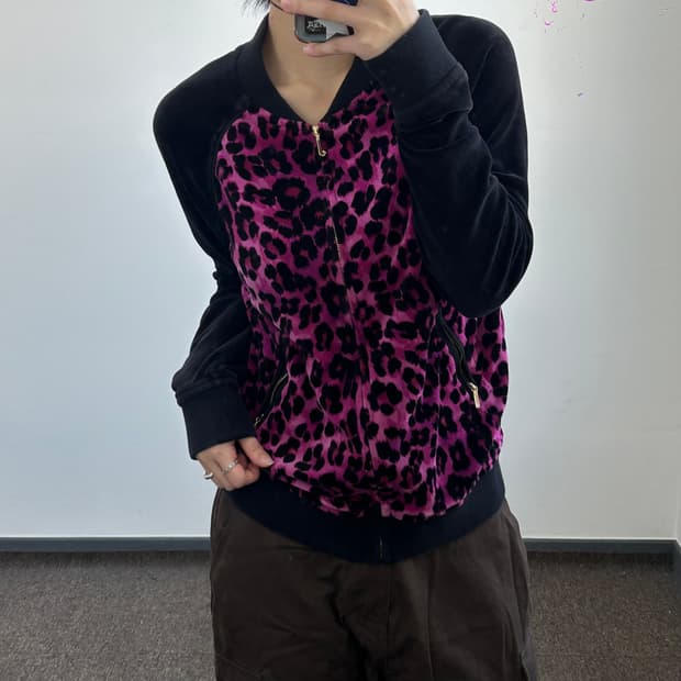 Juicy couture 쥬시꾸뛰르 핑크 레오파드 벨벳 집업 