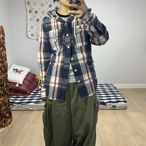 Hollister 홀리스터 후드 체크 셔츠