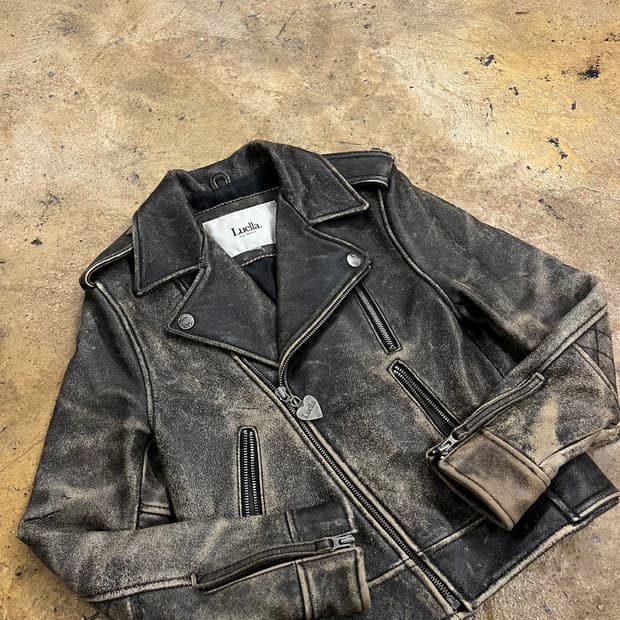 [정품] Luella 데미지 가죽 라이더 자켓 b10