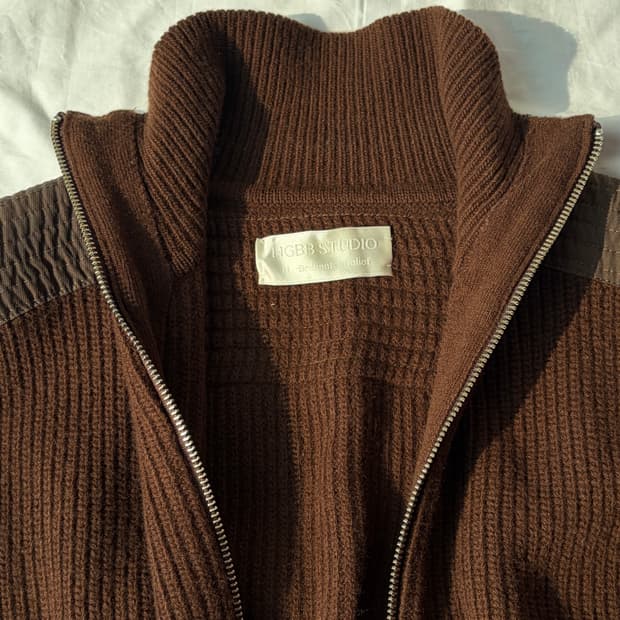 HGBB STUDIO 유콘 니트 집업 브라운 L
