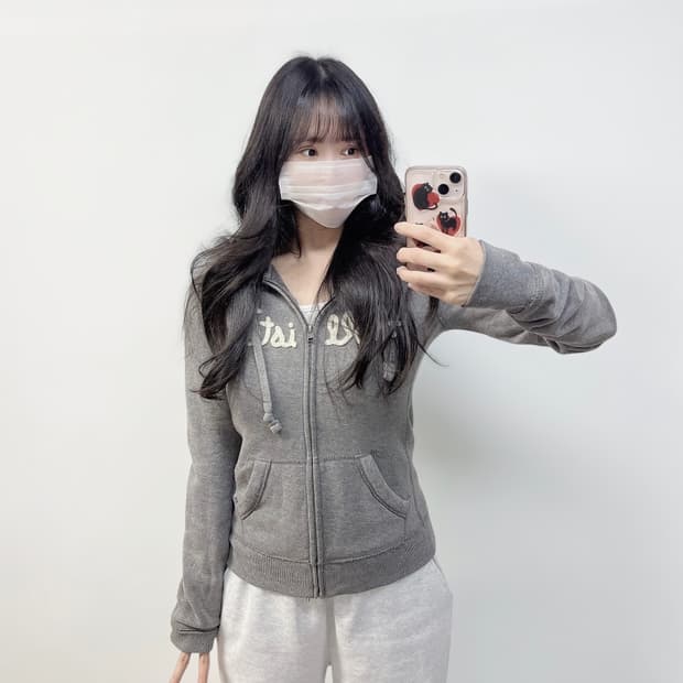 홀리스터 핸드라이팅 로고 후드집업 그레이