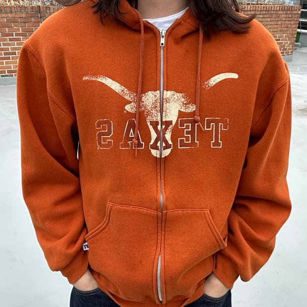 (M) 러셀에슬레틱 텍사스 프린팅 후드집업