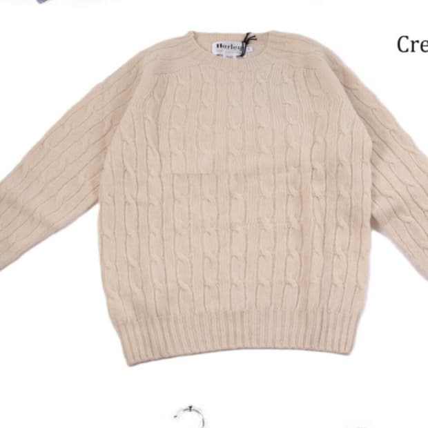 할리 오브 스코틀랜드 남자 케이블 니트 크림 46xxl