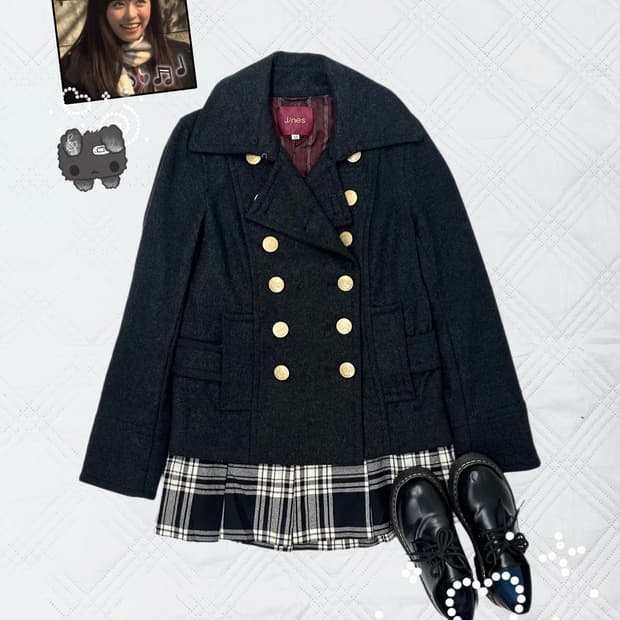 ꒰ঌ 니혼진 너드걸 차콜 숏 코트 ໒꒱