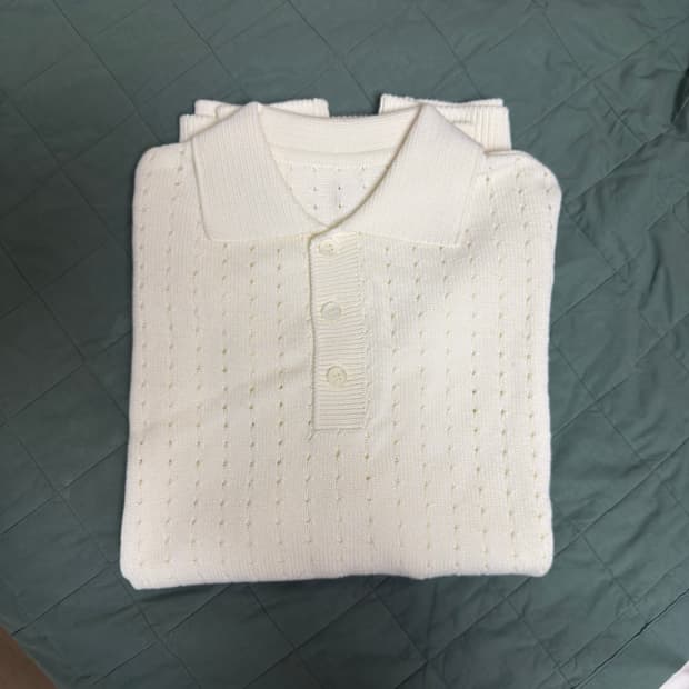 유스 (미착용) 포인텔레 카라 니트 티셔츠 화이트 L