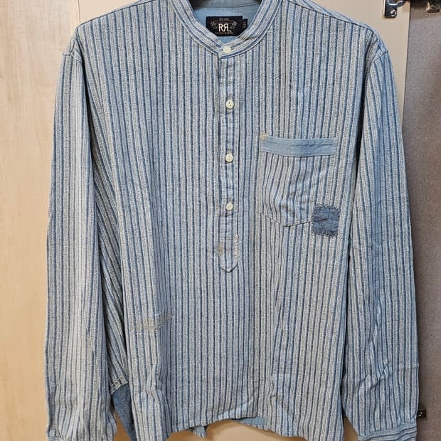 RRL 리페어 리넨 코튼 팝오버 셔츠 XL