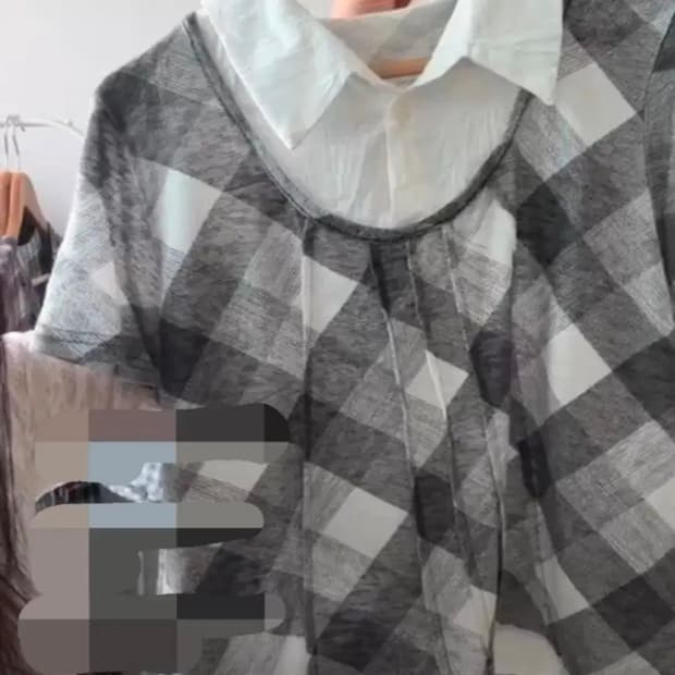 하니유 빈티지 모리걸 회색 일체형 반팔 셔츠