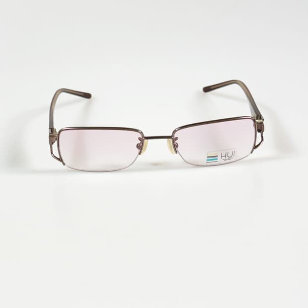 HUI 메탈 스퀘어 반무테 틴트 프레임 빈티지 안경