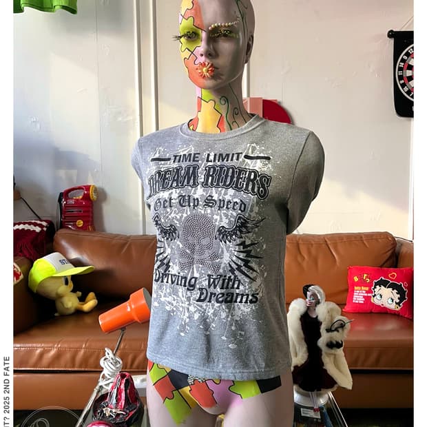 90s Jpn Skull Cubic Lettering Sweatshirt