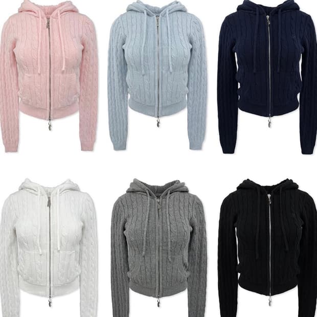 페일제이드 니트 후드집업 PJ cotton knit zip-up 블랙