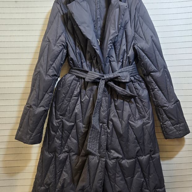 퀼팅 롱 패딩 코트 허리 벨트양면