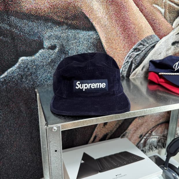 16fw 슈프림 코듀로이 캠프캡 네이비