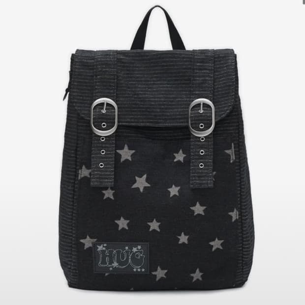 허그유어스킨 스타 더스트 데님 백팩 블랙