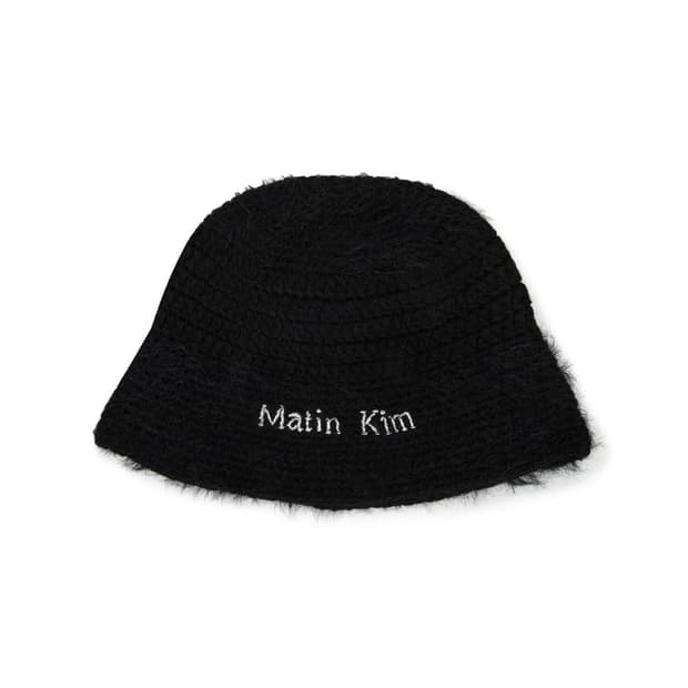마뗑킴 로고 헤어리 니트 버킷햇