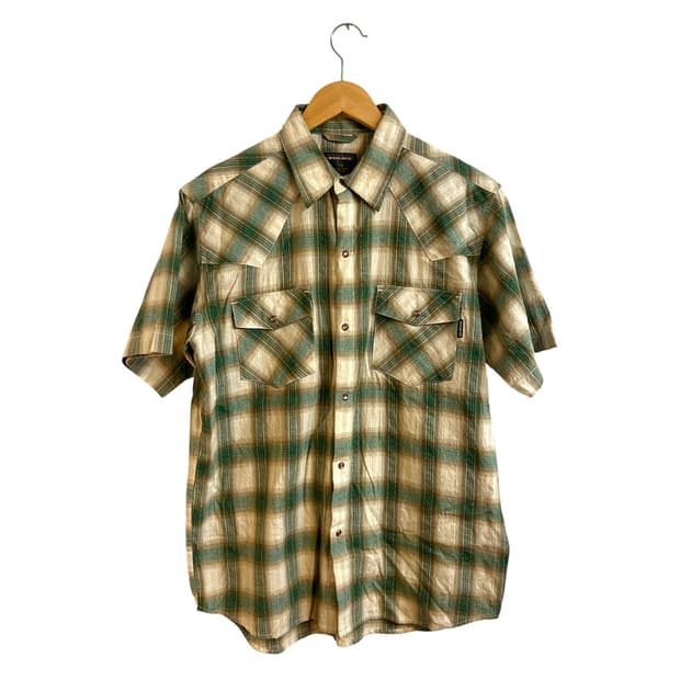 울리치 그린 체크 웨스턴 반팔 셔츠 