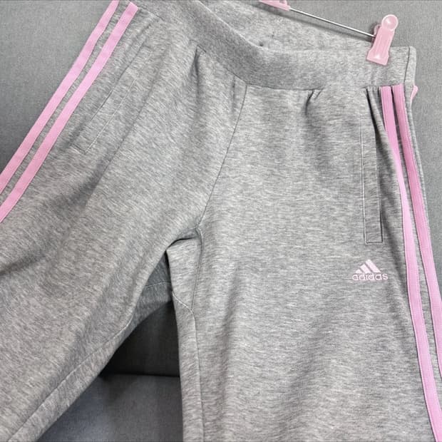 m 일본 아디다스 츄리닝바지 연핑크 회색 빈티지
