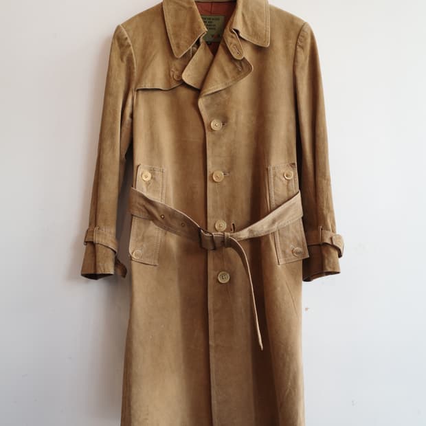 VAN JAC 반자켓 리얼레더 트렌치 코트 