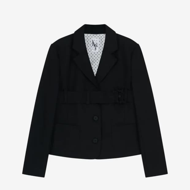 카시코 Ribbon Belted Preppy Jacket Black S