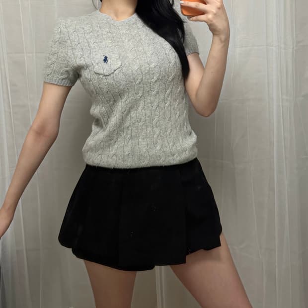 폴로 랄프로렌 캐시미어 블렌드 케이블 반팔 니트