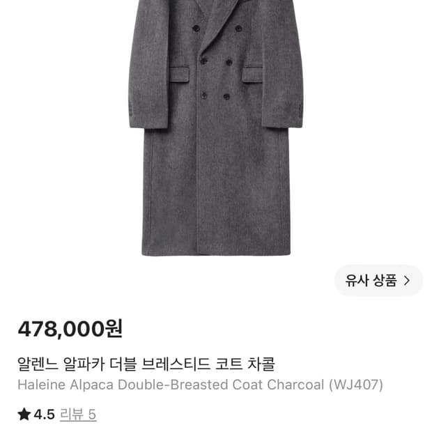 알렌느 알파카 더블 브레스티드 코트 차콜 2