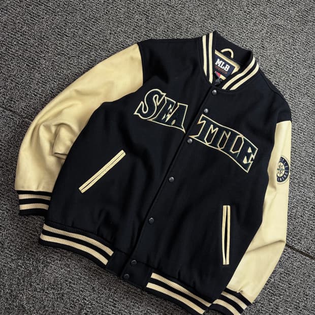 MLB 시애틀 마리너스 소가죽 모직 바시티 자켓 2181
