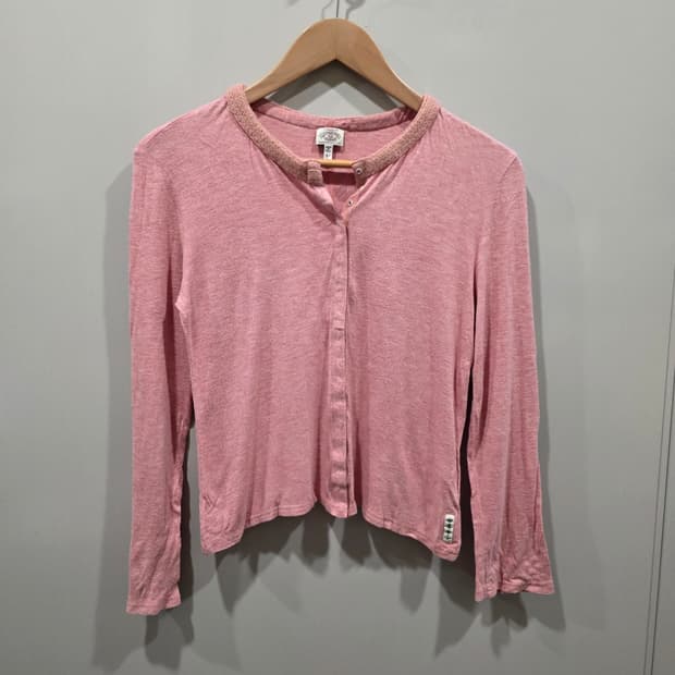 아르마니 진스 핑크 릴렉스핏 빈티지 가디건