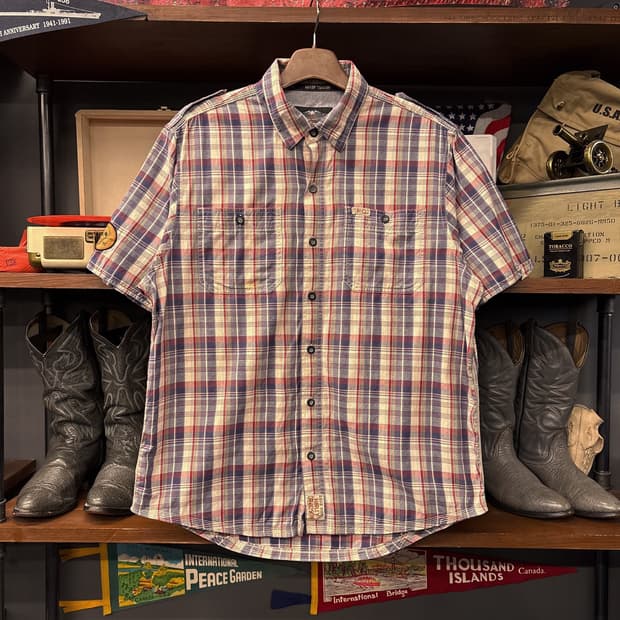 할리데이비슨 멀티 타탄체크 코튼패치 워크셔츠 N1160