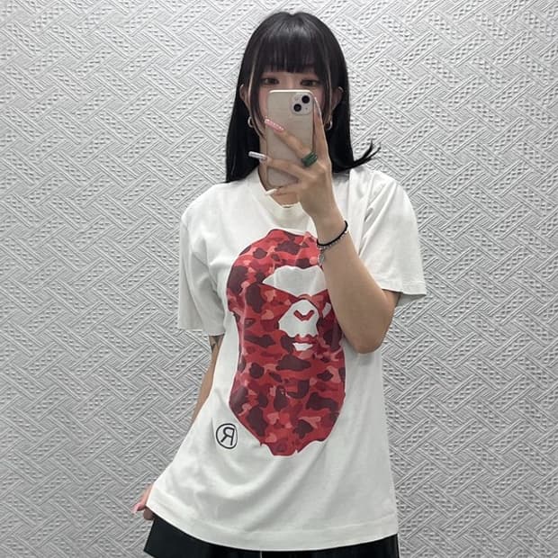베이프 스트릿 펑크 카모 빅 에이프 헤드 반팔티 M C13355