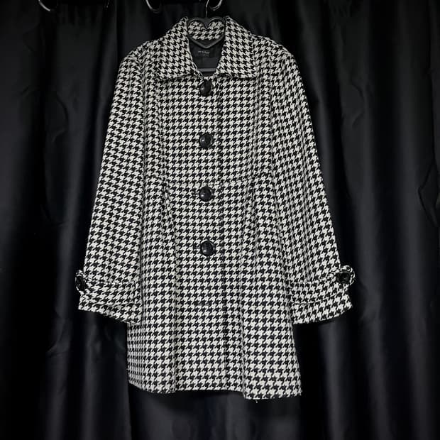 로맨틱 하운드체크 갸루 코트 