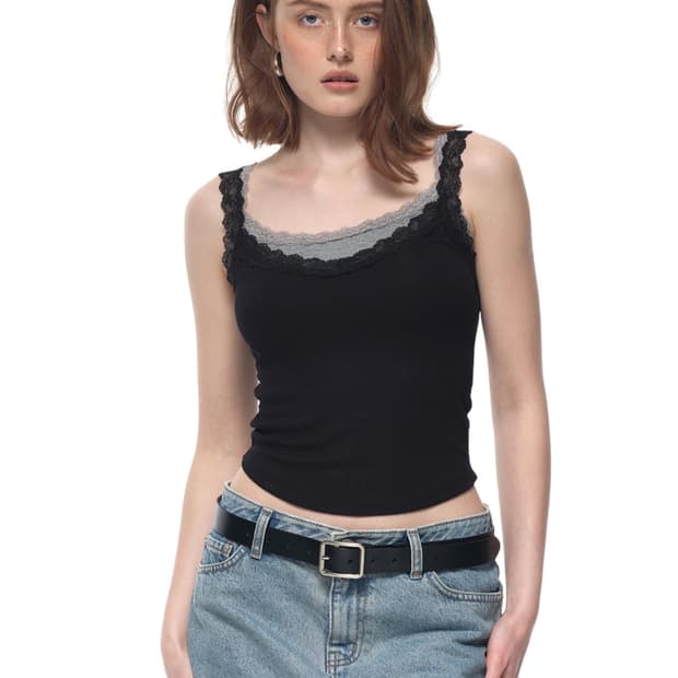 Toomuchtax LAYERED LACE CAMI-TOP (BLACK)