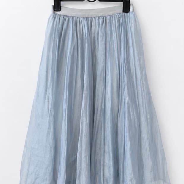 빈티지 애쉬블루 하늘색 쉬폰 롱 스커트