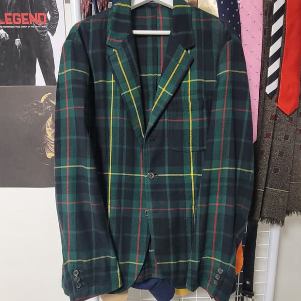 폴로 랄프로렌 타탄체크 블레이저 L