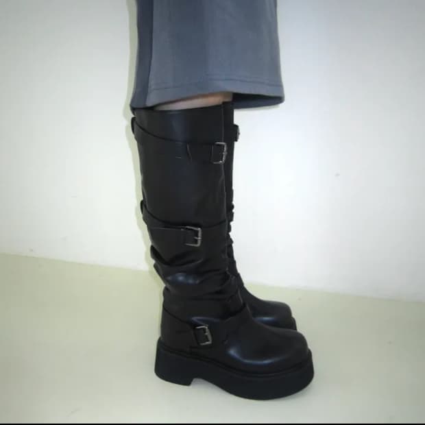 벨트통굽롱부츠