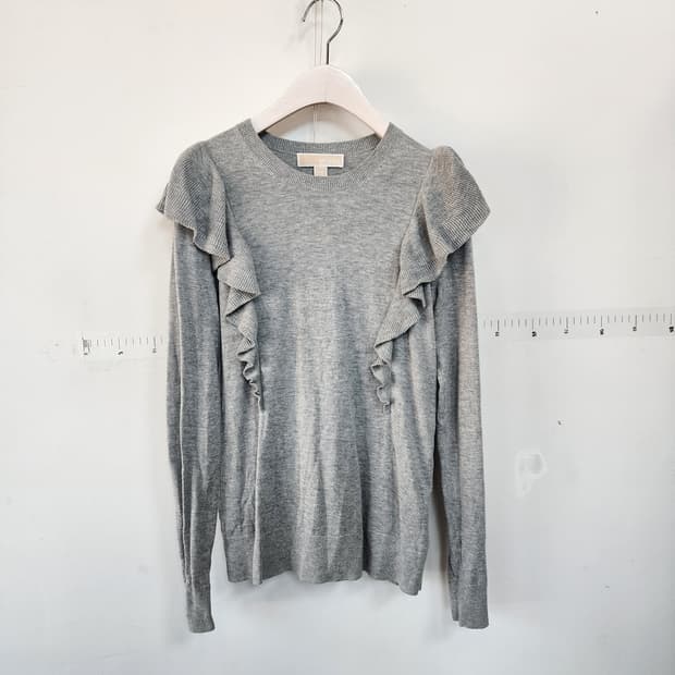 마이클코어스 회색 프릴 장식 티셔츠