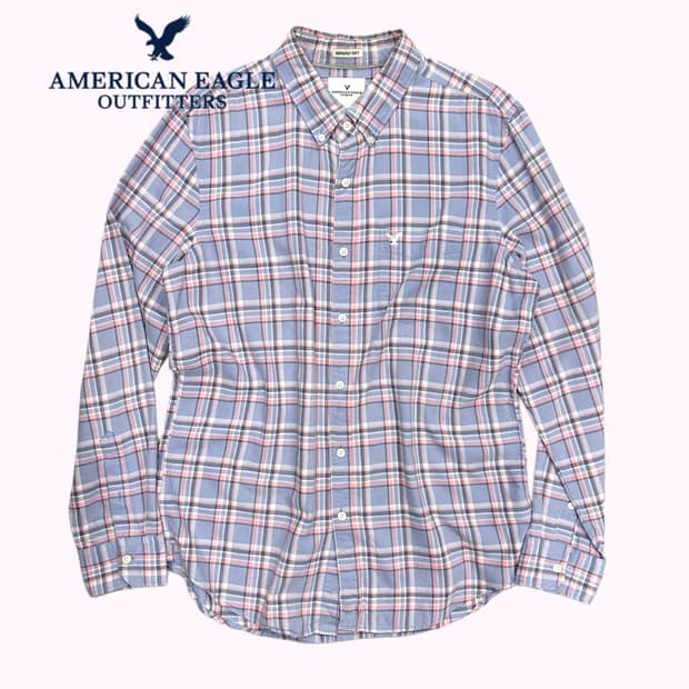 AMERICAN EAGLE pastel purple check shirt