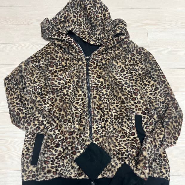 호피 레오파드 후드집업 빈티지