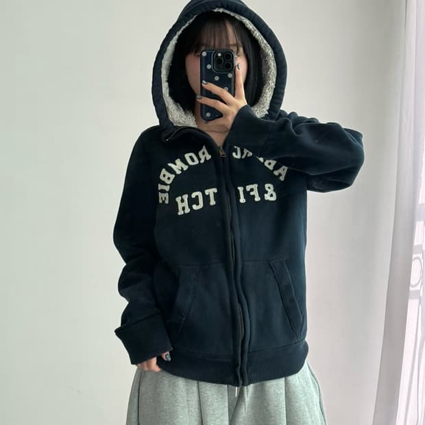 아베크롬비 네이비 보아털 후드집업