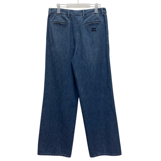 미우미우 로고 샴브레이 데님팬츠 ( 33 )