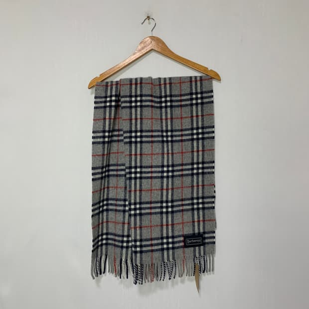 버버리 빈티지 클래식 체크 머플러 스카프 그레이 미니 담요