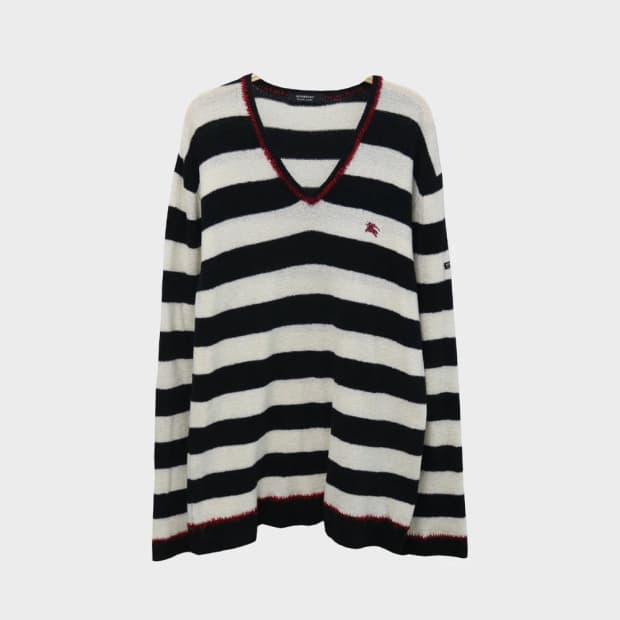 버버리 블랙라벨 스트라이프 브이넥 니트 61293