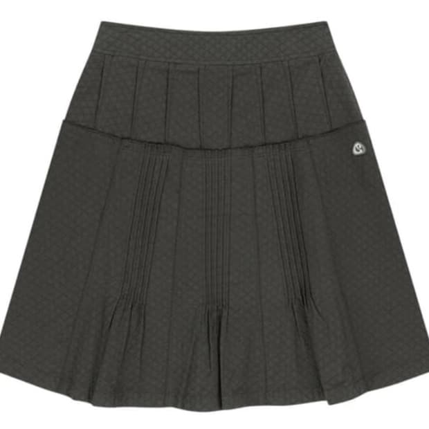 코이세이오 플라워 핀턱 스커트 치마 차콜