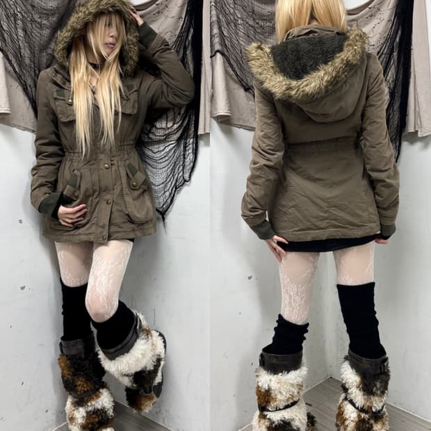 [BCBG]Y2K Grunge Fur Multi Pocket Jacket