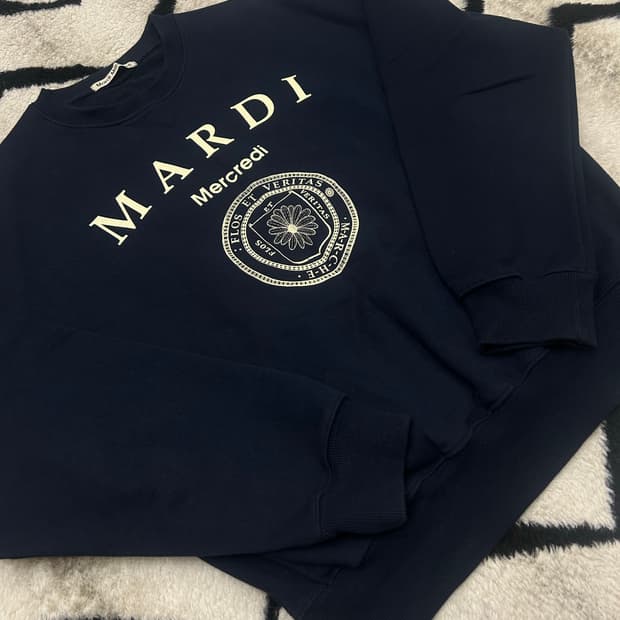 [Free]마르디메크르디 오버핏 맨투맨/짙은네이비/기모