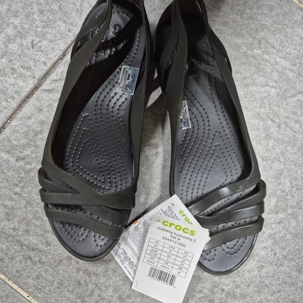 택새 크록스 후라체2 플랫 젤리슈즈