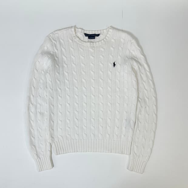 폴로 케이블  화이트 니트 