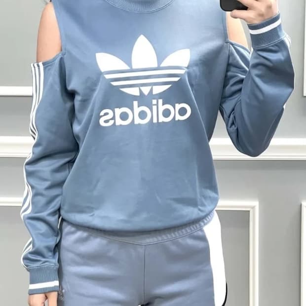 아디다스 콜드 숄더 트레포일 스웻셔츠~55