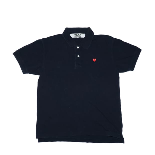 [정품]꼼데가르송 플레이 레드 하트 폴로셔츠 네이비 L