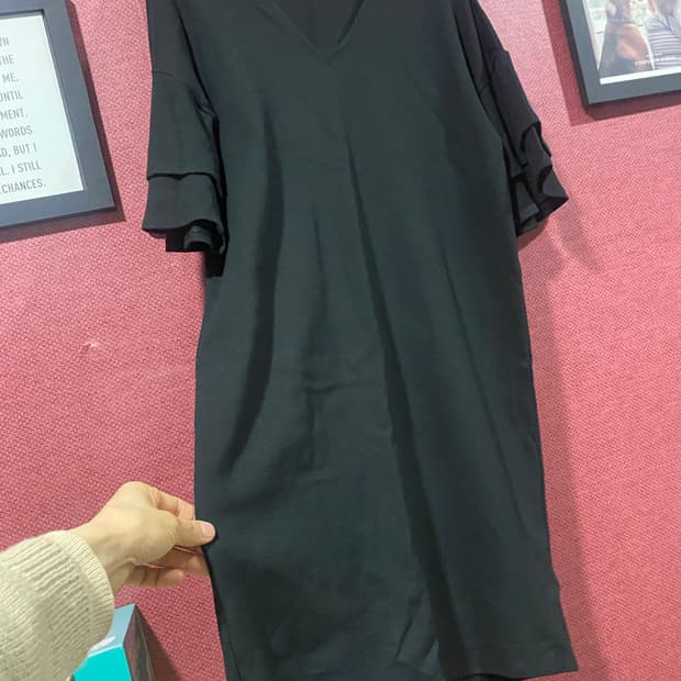 랄프로렌 블랙 프릴 소매 원피스 S