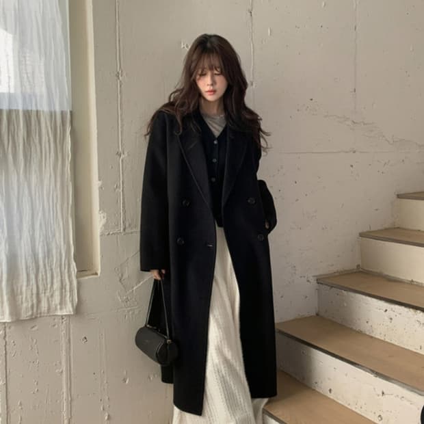 퓨어다 메리노울100% 구스패딩 핸드메이드 코트