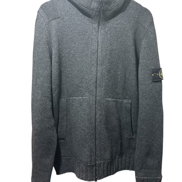 스톤아일랜드 니트 후드 집업 차콜 L